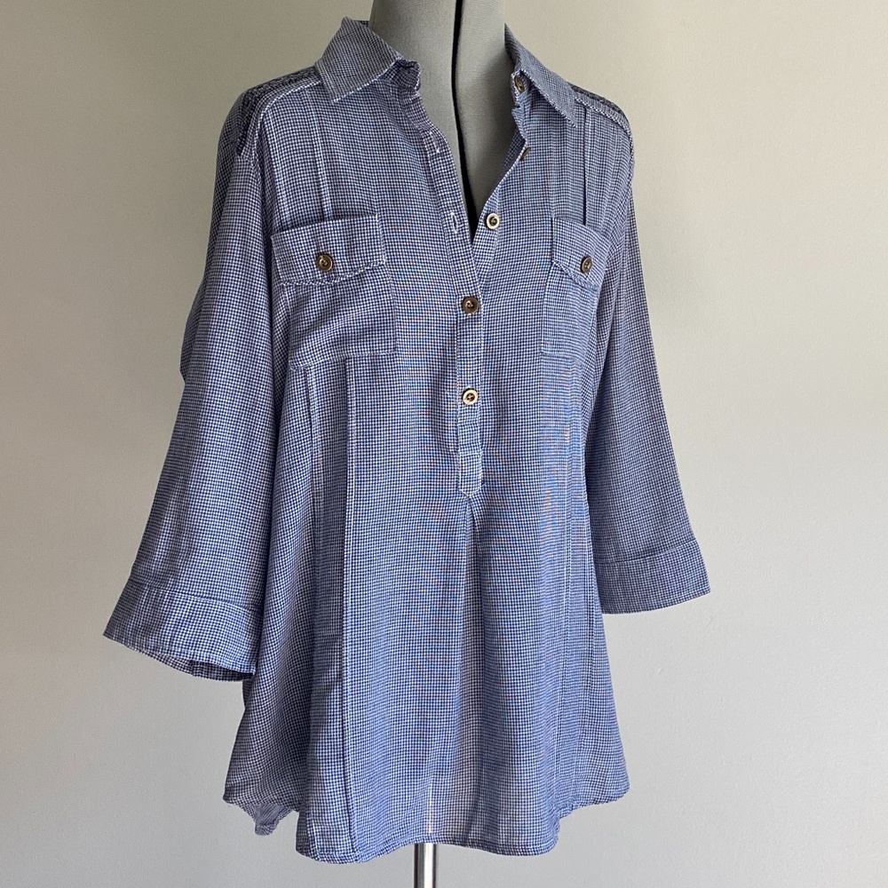 Millenium Plaid 3/4 Sleeve Pullover NWOT Sz MED